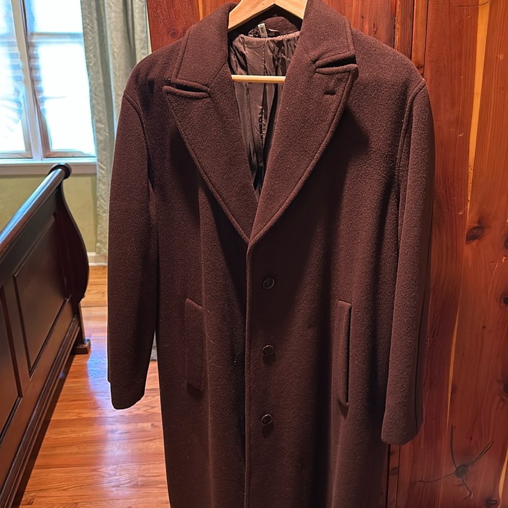 Long brown wool coat